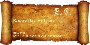 Radovits Vilmos névjegykártya